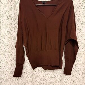 Express Brown V-Neck Blouse